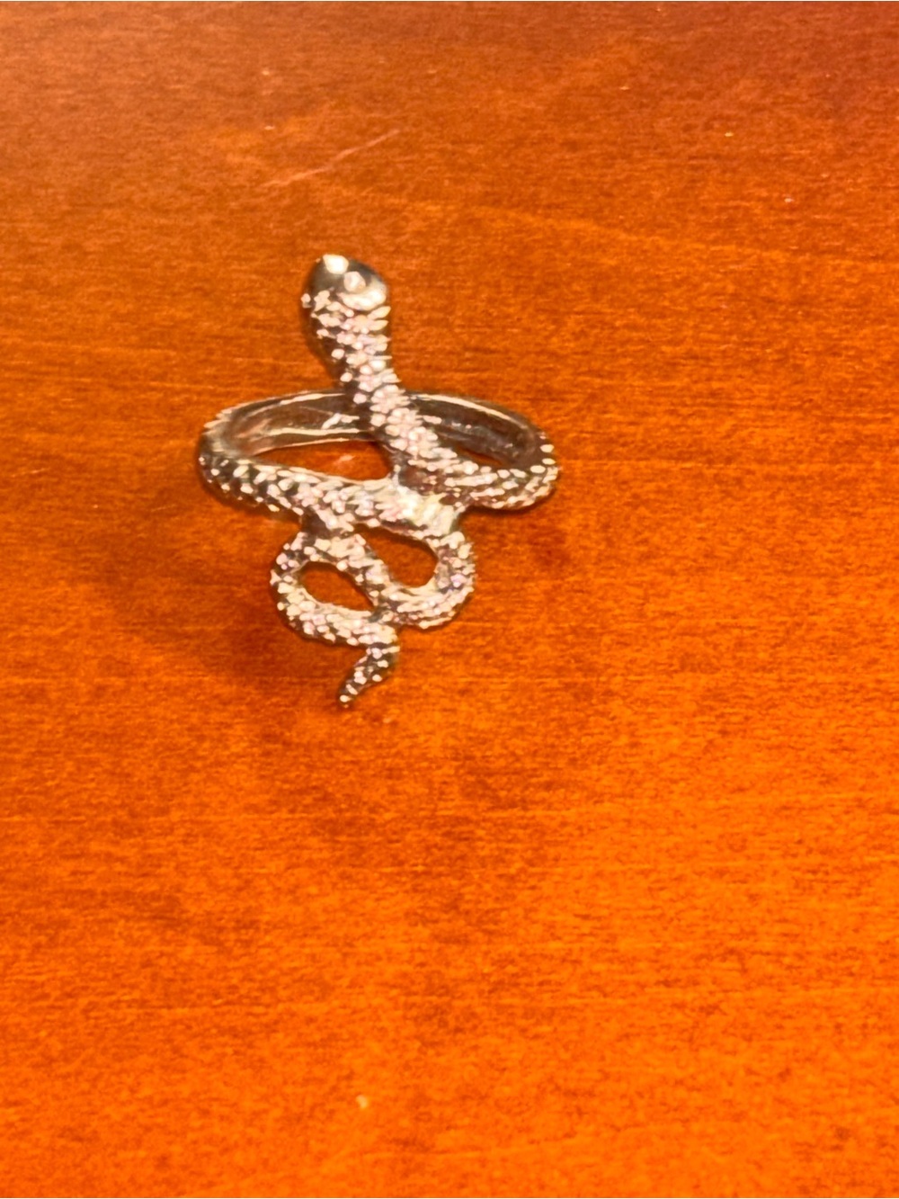 Silver Snake Wrap Ring - Rhinestone Detail